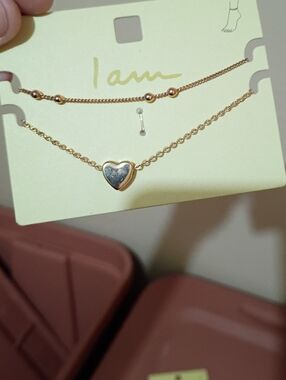 NWT I Am Rose Gold Heart Layered Anklet